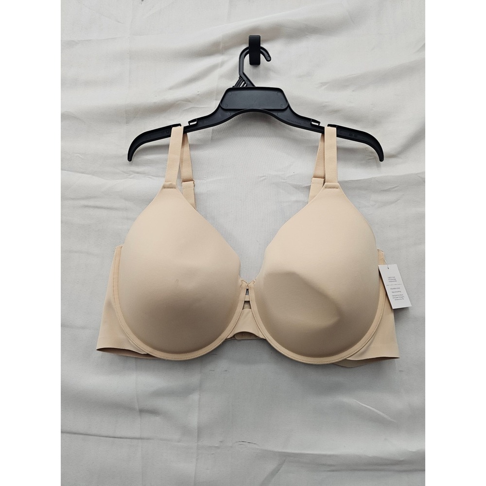 Auden Womens Lightly Lined Full Coverage Bra Beige Nylon Blend Size 46DD